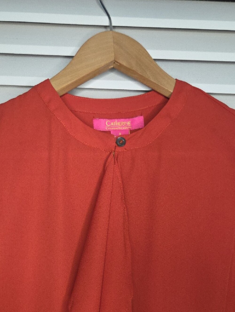 Catherines Rust Orange Ruffle Front Blouse - Picture 4 of 9
